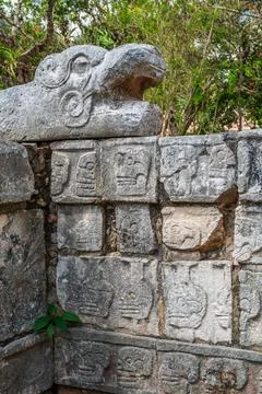 Bas Relief in Chichen Itza Stock Photos
