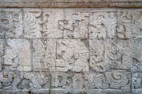 Bas Relief in Chichen Itza Stock Photos