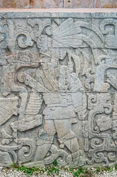 Bas Relief in Chichen Itza Stock Photos