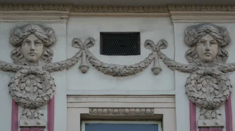 Bas relief decorating the facade of a building in Sarajevo Stock Footage 59841264