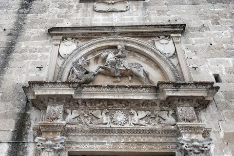 A bas-relief featuring Saint George Stock Photos