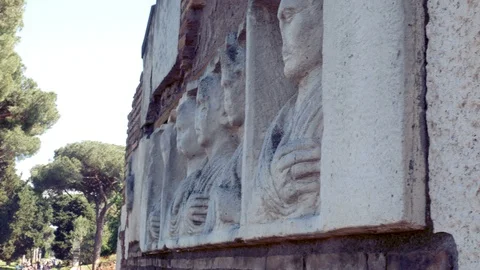 Bas-relief on funerary monument on the ancient Appia road Video stock 90118618