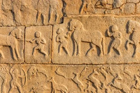 Bas-relief of a Hindu temple. Stock Photos