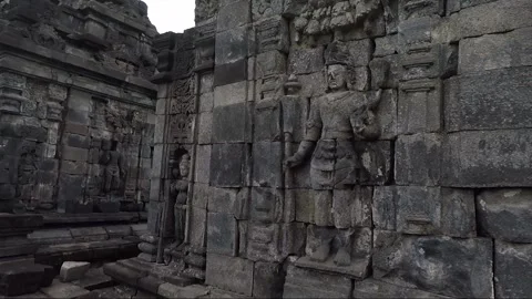 Bas Relief, Perwara Temple, Buddhist Stupas, Sewu Temple, Java, Indonesia Video stock 310825386