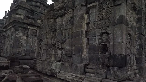 Bas Relief, Perwara Temples, Buddhist Stupas, Sewu Temple, Java, Indonesia Stock Footage 310823124