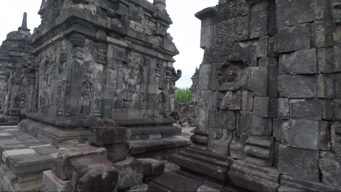 Bas Relief, Perwara Temples, Buddhist Stupas, Sewu Temple, Java, Indonesia Stock Footage 310823582