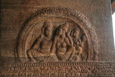 Bas Relief on Pillar Stock Photos