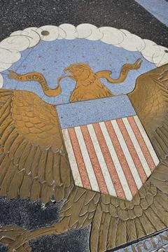 Bas relief plaque of the American Eagle. Hoover Dam, Arizona, Nevada, USA Stock Photos