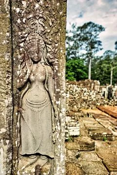 Bas relief at Preah Kahn temple. Siem Reap. Cambodia Stock Photos