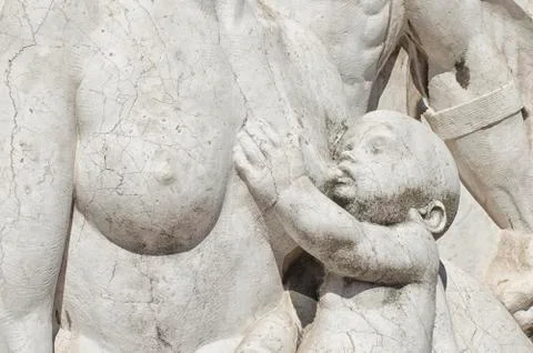Bas-relief statue, about 80 years old. Stock Photos