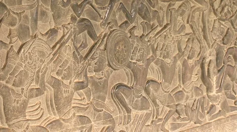 Bas Relief stone carving of Angkor Wat 스톡 동영상 926232
