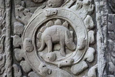 Bas relief ta prohm Fotos de archivo