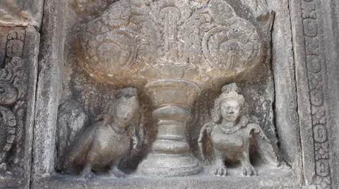 Bas-relief of the temple of Prambanan Stock Footage 49961542