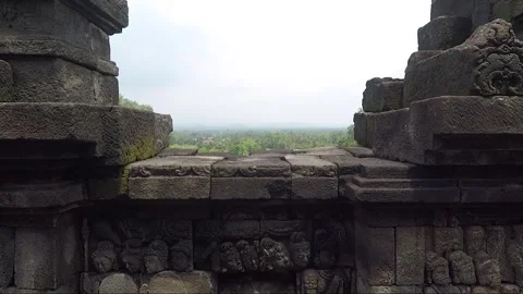 Bas Relief, Wall of Borobudur Temple Terrace, Java, Indonesia Stock Footage 243970605