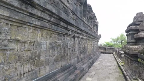 Bas Relief on the wall, Borobudur Temple Terrace, Java, Indonesia Stock Footage 307496310