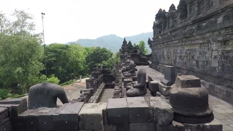 Bas Relief on the wall, Borobudur Temple Terrace, Java, Indonesia 스톡 동영상 307783609