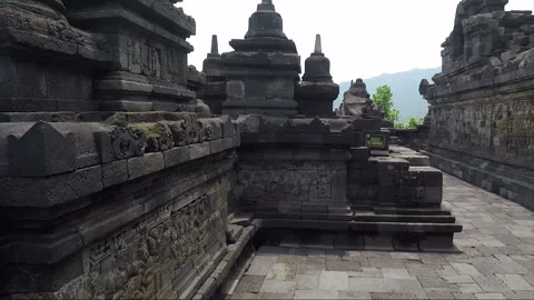 Bas Relief on the wall, Borobudur Temple Terrace, Java, Indonesia Stock Footage 307788563