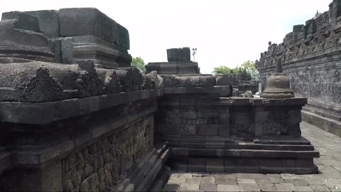 Bas Relief on the wall, Borobudur Temple Terrace, Java, Indonesia 库存影片 308483749