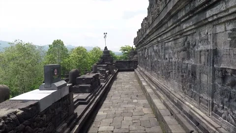 Bas Relief on the wall, Borobudur Temple Terrace, Java, Indonesia Stock Footage 308484609