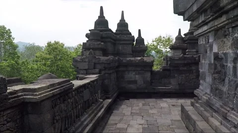 Bas Relief on the wall, Borobudur Temple Terrace, Java, Indonesia Stock Footage 308868653