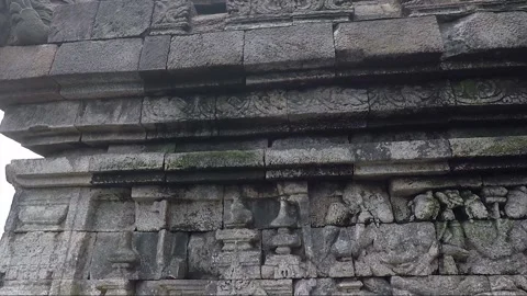 Bas Relief on the wall, Borobudur Temple Terrace, Indonesia Stock Footage 308999972