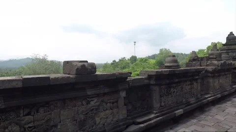 Bas Relief on the wall, Borobudur Temple Terrace, Indonesia Stock Footage 309290040