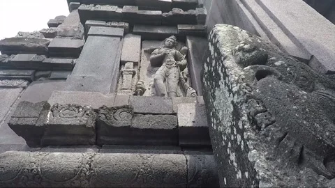 Bas Relief on the Wall, Garuda Temple Terrace, Prambanan, Java, Indonesia Stock Footage 251564992