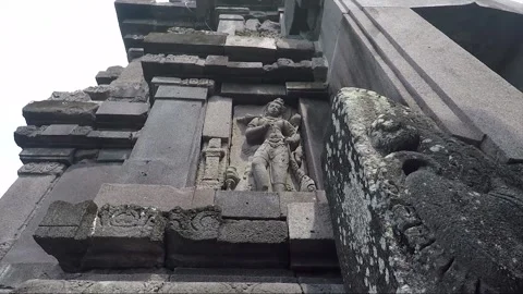 Bas Relief on the Wall, Garuda Temple Terrace, Prambanan, Java, Indonesia Stock Footage 251564996