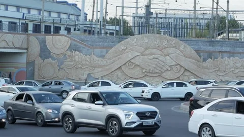 Bas-relief on the wall, Tashkent Stock Footage 247830474