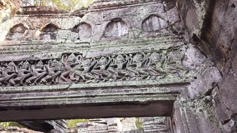 The bas-reliefs of the temple of Preah-Khan Stock Footage 106707757