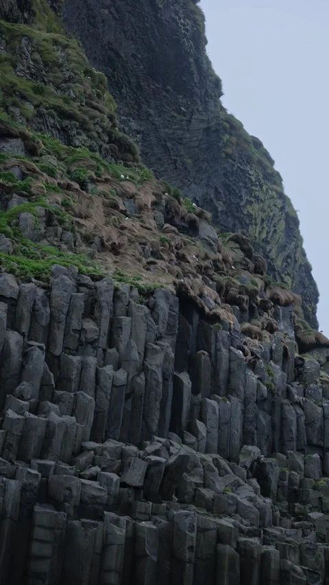 Basalt Columnar Rock Formation Cliff Iceland Stock Footage 341295074