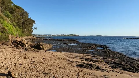 Basalt Columns and Rugged Coastline at Bombo Headland Geological Site, Kiam.. Stock Footage 312061536