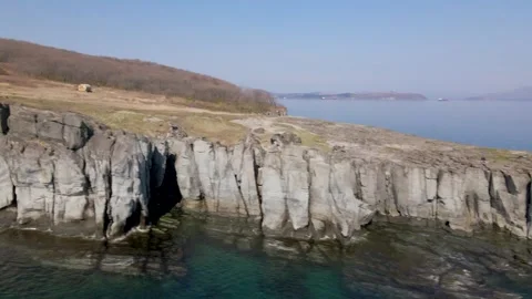 Basalt Columns, Bruce Cape, Primorsky Kray, Russia. 스톡 동영상 316804405