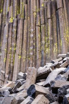 Basalt Columns of the Devils Postpile National Monument in Mammoth Lakes, Cal Stock Photos
