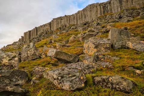 Basalt Columns In Iceland Are Eroding And Crumbling, Snaefellsness Peninsula Foto stock