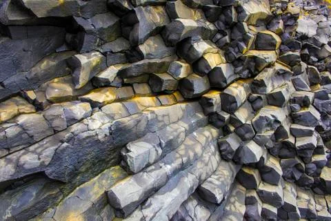 Basalt columns texture Stock Photos