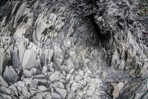 Basalt columns texture Stock Photos