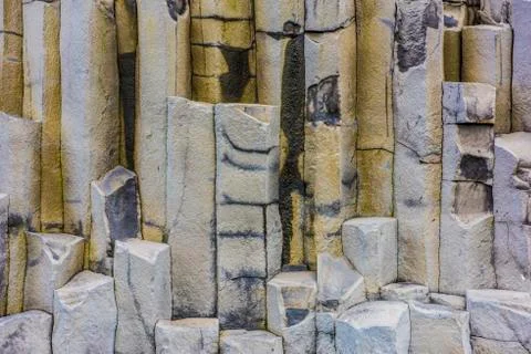 Basalt columns texture Stock Photos