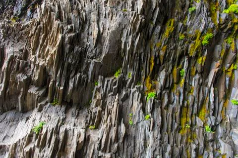 Basalt columns texture Stock Photos
