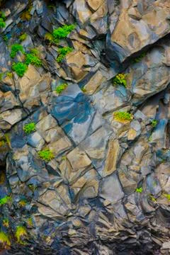 Basalt columns texture Stock Photos