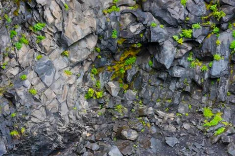 Basalt columns texture Stock Photos