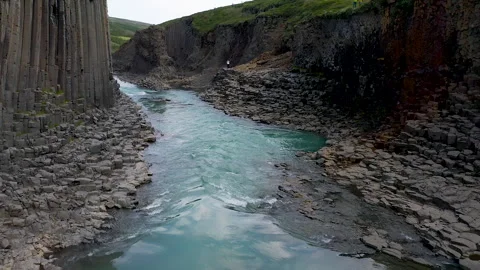 Basalt formations in Studlagil Canyon. Stock Footage 249260623