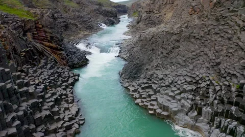 Basalt formations in Studlagil Canyon. Stock Footage 249261431