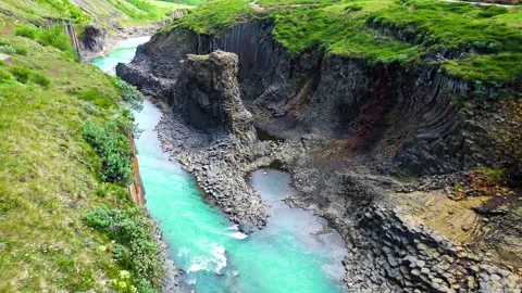 Basalt formations in Studlagil Canyon. Stock Footage 249262507