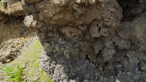 Basalt lava plain with porous volcanic rocks - Porous Rock and Barren Landscape Stock Footage 339413326