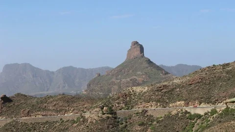A basalt monolith named Roque Bentayga located in the center of the island Gr Stock Footage 72742307