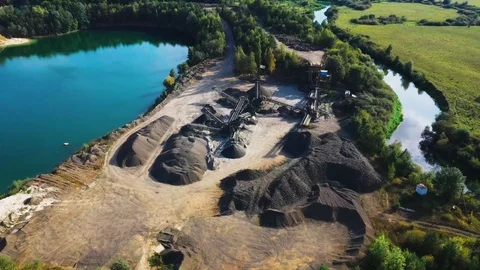 Basalt processing in a quarry Stock Footage 122757632