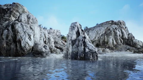 Basalt rocks in the ocean Vídeos de archivo 232669453