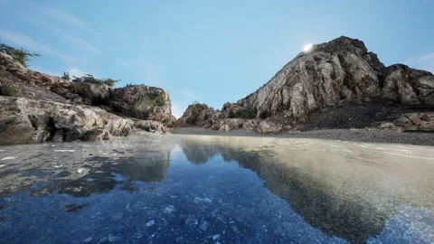 Basalt rocks in the ocean Stock Footage 233905973