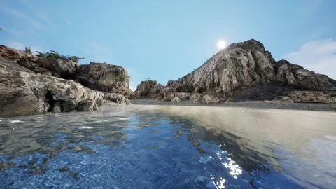 Basalt rocks in the ocean Stock Illustration